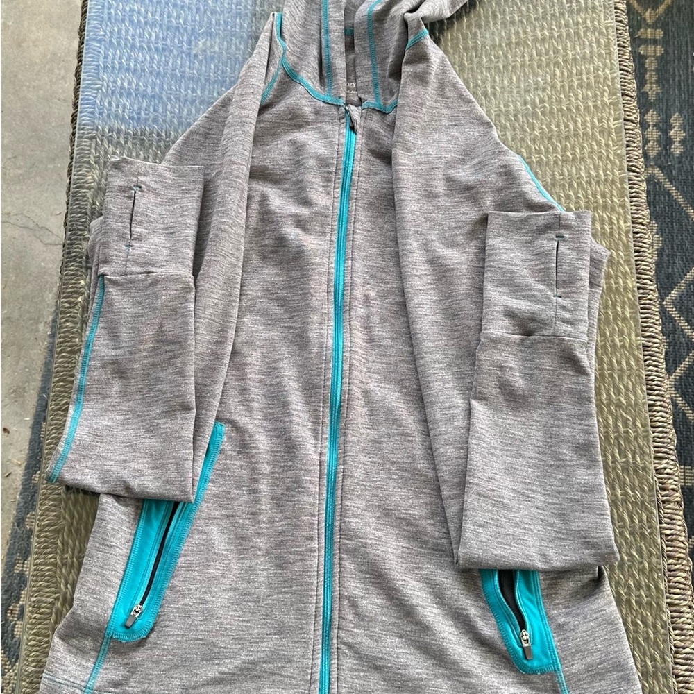 Cozy Orange Women's gray Full Zip Hooded Athletic Running Jacket - Size Medium